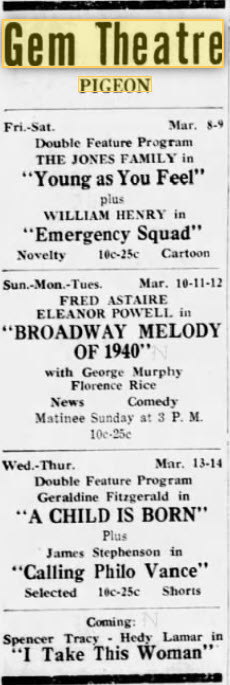 Gem Theatre - MARCH 8 1940